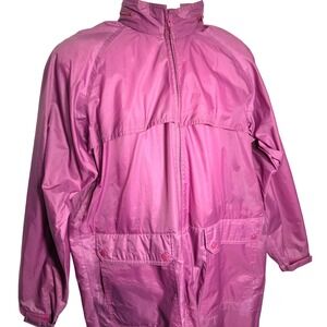 L.L. Bean Pink Rain Jacket Lightweight Nylon Utility Coat Women's Y2K Gorpcore